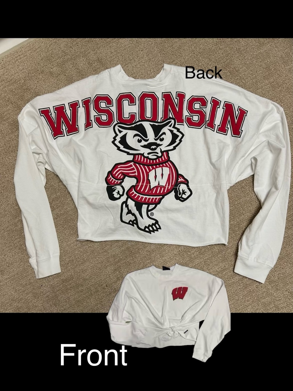 New Wisconsin knot crop long sleeve, L
